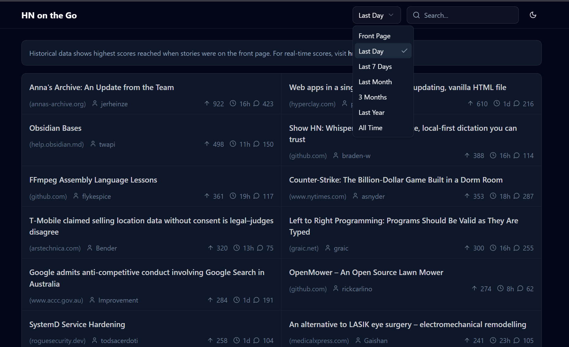 HN on the Go screenshot