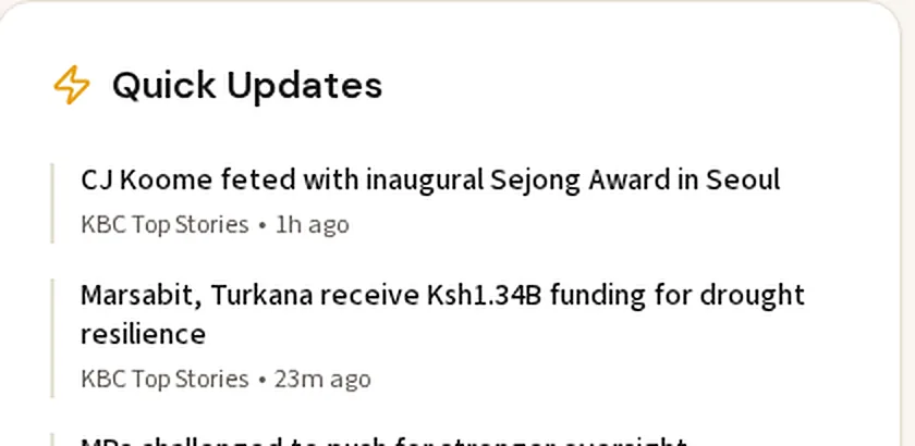 Quick Updates feed with timestamped breaking stories